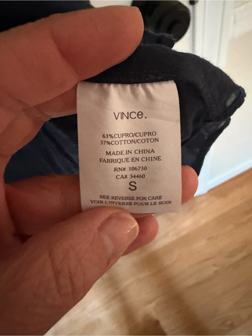 Vince Navy Sheer Button-Front Blouse - Picture 5 of 6